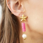 Perles tube droit 20x8 mm en acrylique translucide - Marbré rose clair x10