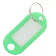 Porte clés avec étiquette 50x22 mm en plastique pour grigri de sac - Vert x1