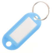 Porte clés avec étiquette 50x22 mm en plastique pour grigri de sac - Bleu clair x1
