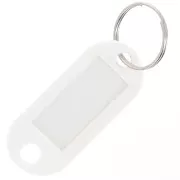 Porte clés avec étiquette 50x22 mm en plastique pour grigri de sac - Blanc x1