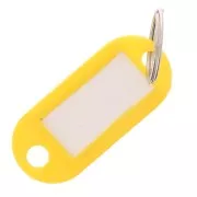 Porte clés avec étiquette 50x22 mm en plastique pour grigri de sac - Jaune x1