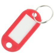 Porte clés avec étiquette 50x22 mm en plastique pour grigri de sac - Rouge x1