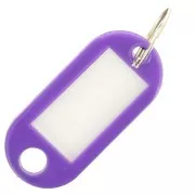 Porte clés avec étiquette 50x22 mm en plastique pour grigri de sac - Violet x1