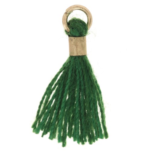 Pompon imitation coton 12 mm avec attache perle - Doré - Vert émeraude x1