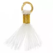 Pompon imitation coton 12 mm avec attache perle - Doré - Blanc x1