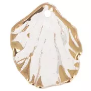 Sequins pétales de fleurs incurvés 20x17 mm en acrylique - Transparent - Doré x12