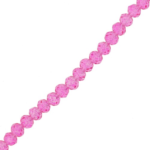Perles rondelles facettées - rondes aplaties -4x3 mm Hot Pink x41cm