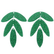 Set de 6 pendentifs feuilles 62x45 mm en acrylique à monter - Pailleté vert sapin|raw }}
