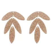 Set de 6 pendentifs feuilles 62x45 mm en acrylique à monter - Pailleté bronze