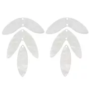 Set de 6 pendentifs feuilles 62x45 mm en acétate à monter - Blanc nacré