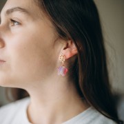 Breloque fleur 19 mm en acétate - Ecaille de tortue - Marron - Noir x1