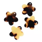 Breloque fleur 19 mm en acétate - Ecaille de tortue - Marron - Noir x1