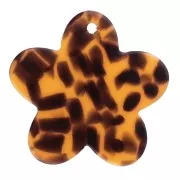 Breloque fleur 19 mm en acétate - Terrazzo Marron - Noir x1