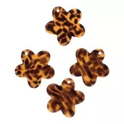 Breloque fleur 19 mm en acétate - Terrazzo Marron - Noir x1