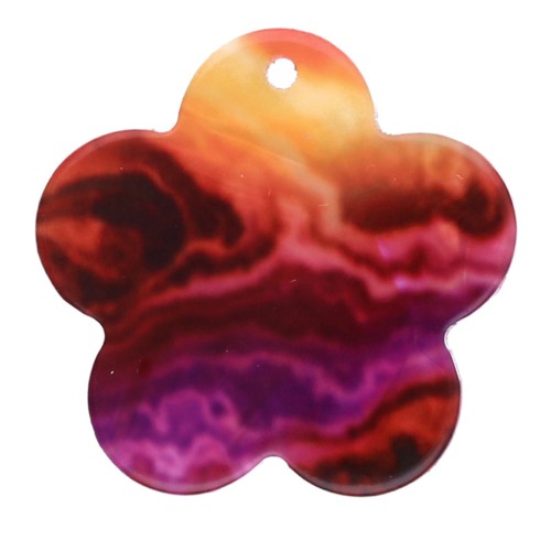 Pendentif fleur 22 mm en acrylique - Sunset - Orange - Violet x1