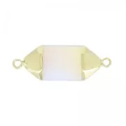 Intercalaire pointe hexagone 2 anneaux 38 mm imitation Opale /doré x1