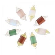 Intercalaire pointe hexagone 2 anneaux 38 mm imitation Opale /doré x1