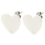 Clous d'oreilles coeur en acrylique 14x15.5 mm - Crème x2|raw }}