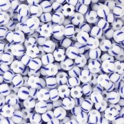 Preciosa Perles rocailles rayées 8/0 - 3 mm - Blanc - Bleu x20g|raw }}