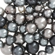 Assortiment de perles de bohème - Mix Gris x50g