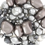 Assortiment de perles de bohème - Mix Gris - Taupe x50g