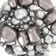 Assortiment de perles de bohème - Mix Gris - Taupe x50g