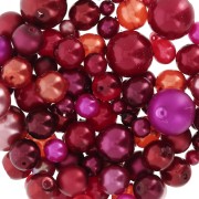 Assortiment de perles de bohème - Mix Rouge - Rose x50g|raw }}