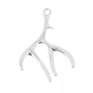 Pendentif bois de cerf 52 mm argenté x1