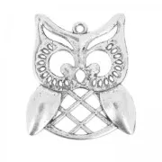 Pendentif hibou 31 mm argenté vieilli x1
