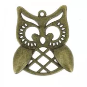 Pendentif hibou 31 mm bronze x1