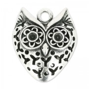 Pendentif hibou 29 mm argenté vieilli x1