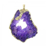 Pendentif Druzy Agate 60 mm Purple/doré x1|raw }}