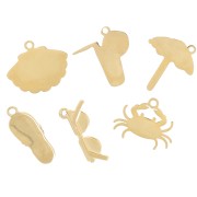 Mix de breloques époxy - Eté - Exclu Perles&Co - Acier inox 304L Doré x6