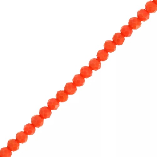 Perles rondelles facettées - rondes aplaties 3.5x3 mm - Opaque corail x35cm