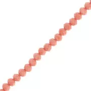 Perles rondelles facettées - rondes aplaties 4x3.5 mm - Opaque Rose corail x42cm