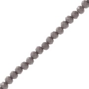 Perles rondelles facettées - rondes aplaties 4x3.5 mm - Opaque Gris foncé x48cm