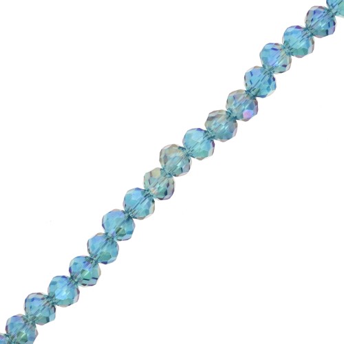 Perles rondelles facettées - rondes aplaties 4x3.5 mm - Indicolite AB x41cm