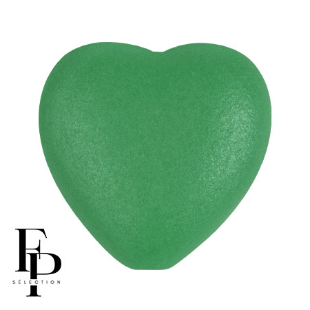 Perle coeur en verre 16x15 mm - Vogue Green Garden Mat x1