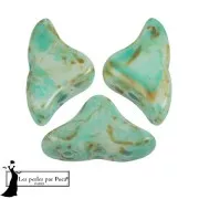 Perles en verre Hélios® par Puca® 6x10mm - White Stony Emerald x10g