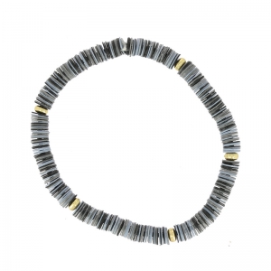 Bracelet avec perles Heishi plastique 18 cm Gris x1