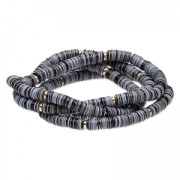 Bracelet avec perles Heishi plastique 18 cm Gris x1