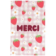 Cartes à bijoux - cartes de remerciements - Merci - motif Fraises et Fleurs x10|raw }}
