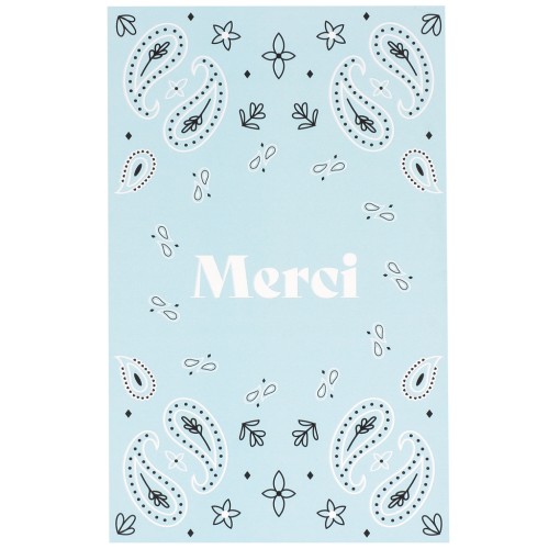 Cartes à bijoux - cartes de remerciements - Merci - motif Paisley - Bleu clair x10