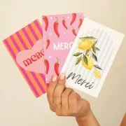 Cartes à bijoux - cartes de remerciements - Merci - Orange - Fuchsia - Rose x10