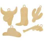 Mix de breloques époxy Western - Exclu Perles&Co - Acier inox 304L Doré x5