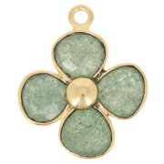 Pendentif fleur 16 mm en pierre gemme - Doré à l'or fin - Aventurine x1|raw }}