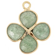 Pendentif fleur 16 mm en pierre gemme - Doré à l'or fin - Aventurine x1