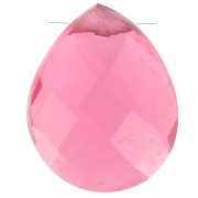 Perle goutte facettée - briolette plate 12x10mm imit gemme Hydro Pink Tourmaline