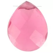 Perle goutte facettée - briolette plate 12x10mm imit gemme Hydro Pink Tourmaline