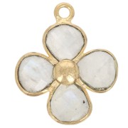 Pendentif fleur 16 mm en pierre gemme - Doré à l'or fin - Pierre de lune x1|raw }}